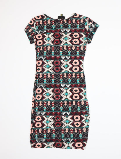 ICE FASHION Womens Black Fair Isle  Bodycon  Size XS