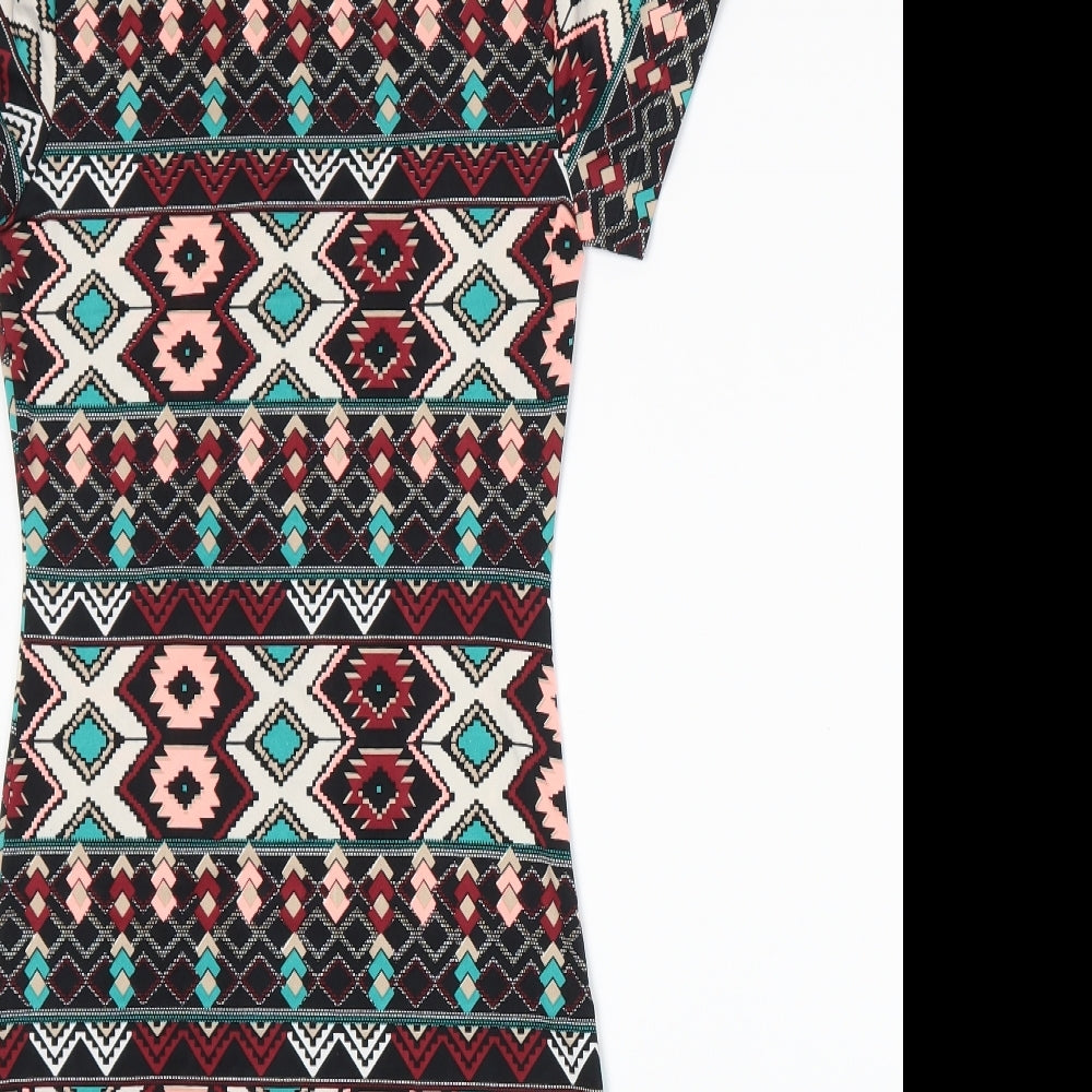 ICE FASHION Womens Black Fair Isle  Bodycon  Size XS