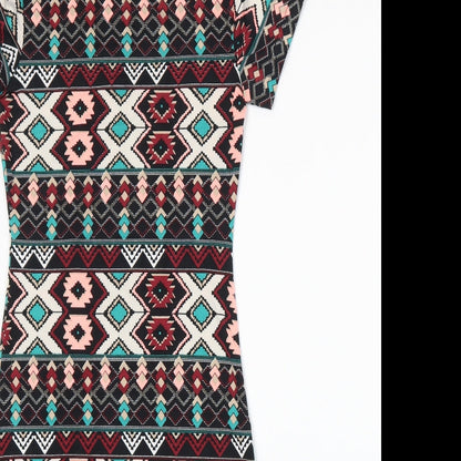 ICE FASHION Womens Black Fair Isle  Bodycon  Size XS