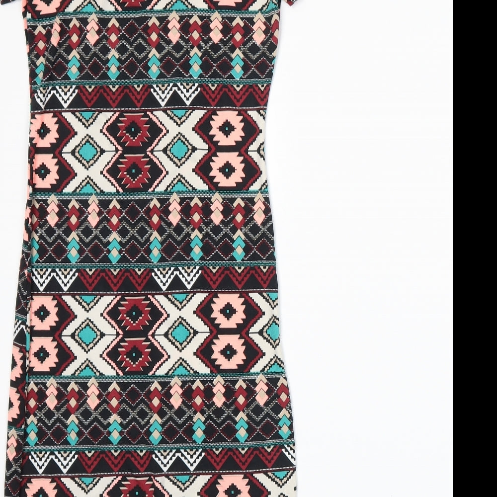 ICE FASHION Womens Black Fair Isle  Bodycon  Size XS