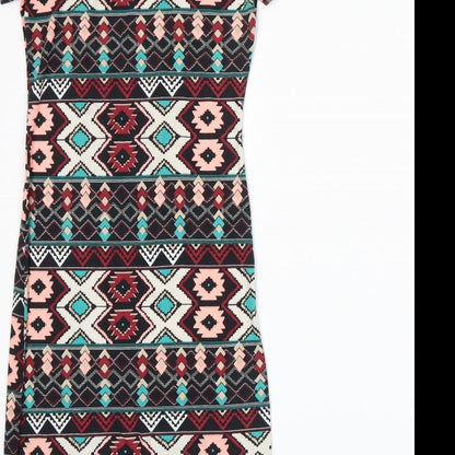 ICE FASHION Womens Black Fair Isle  Bodycon  Size XS