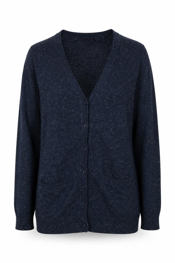 Front view of Next women’s blue knit cardigan jumper, size UK 8