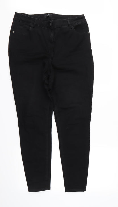 Womens UK Size 16 Denim Regular Fit Skinny Black Jeans