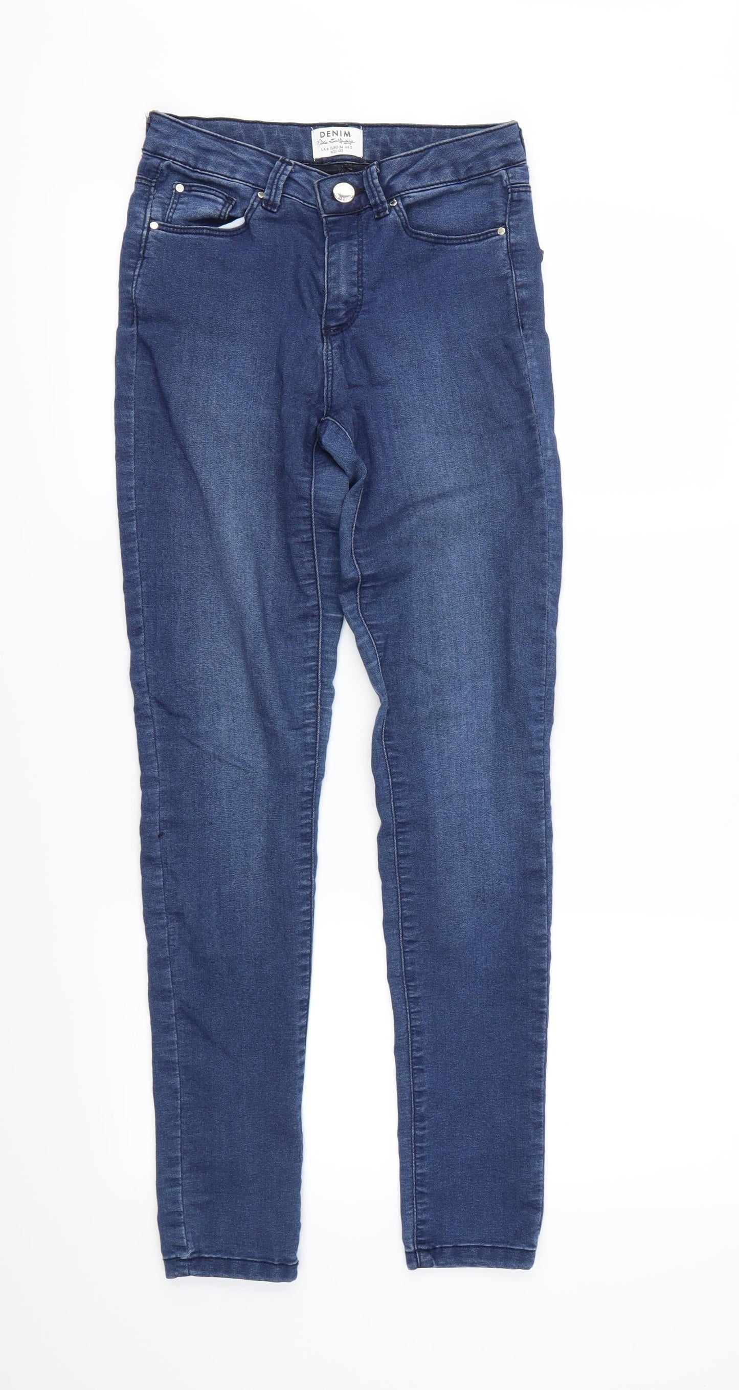 Miss Selfridge Womens Blue  Denim Skinny Jeans Size 6 L26 in