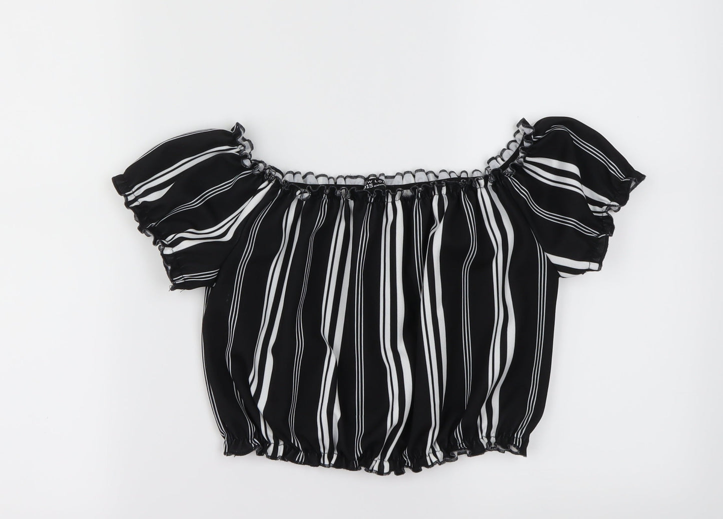 New Look Girls Black Striped  Basic Blouse Size 12 Years