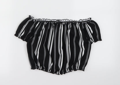 New Look Girls Black Striped  Basic Blouse Size 12 Years