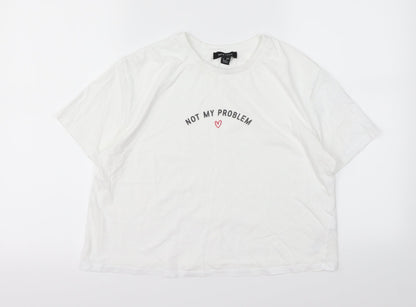 Womens UK Size 6 New Look Silver Cropped T-Shirt