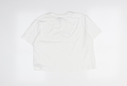 Womens UK Size 6 New Look Silver Cropped T-Shirt