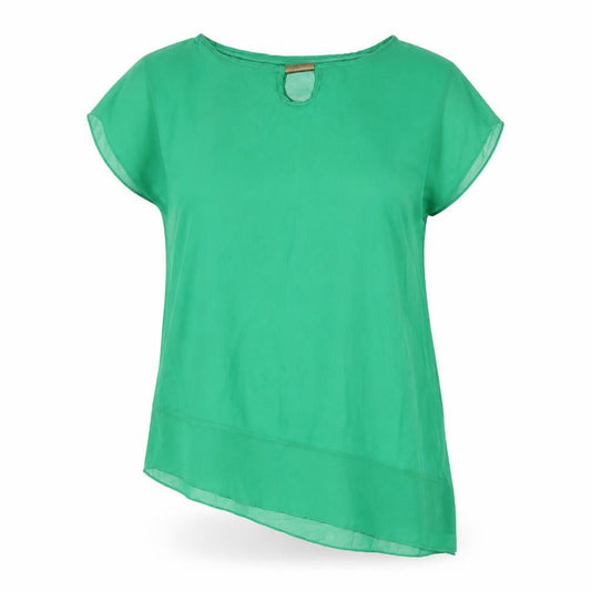 Front view of Preworn women’s green basic blouse, size XL