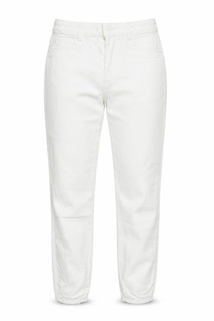 Front view of legging women’s white mom jeans, size UK 8, 25-inch leg