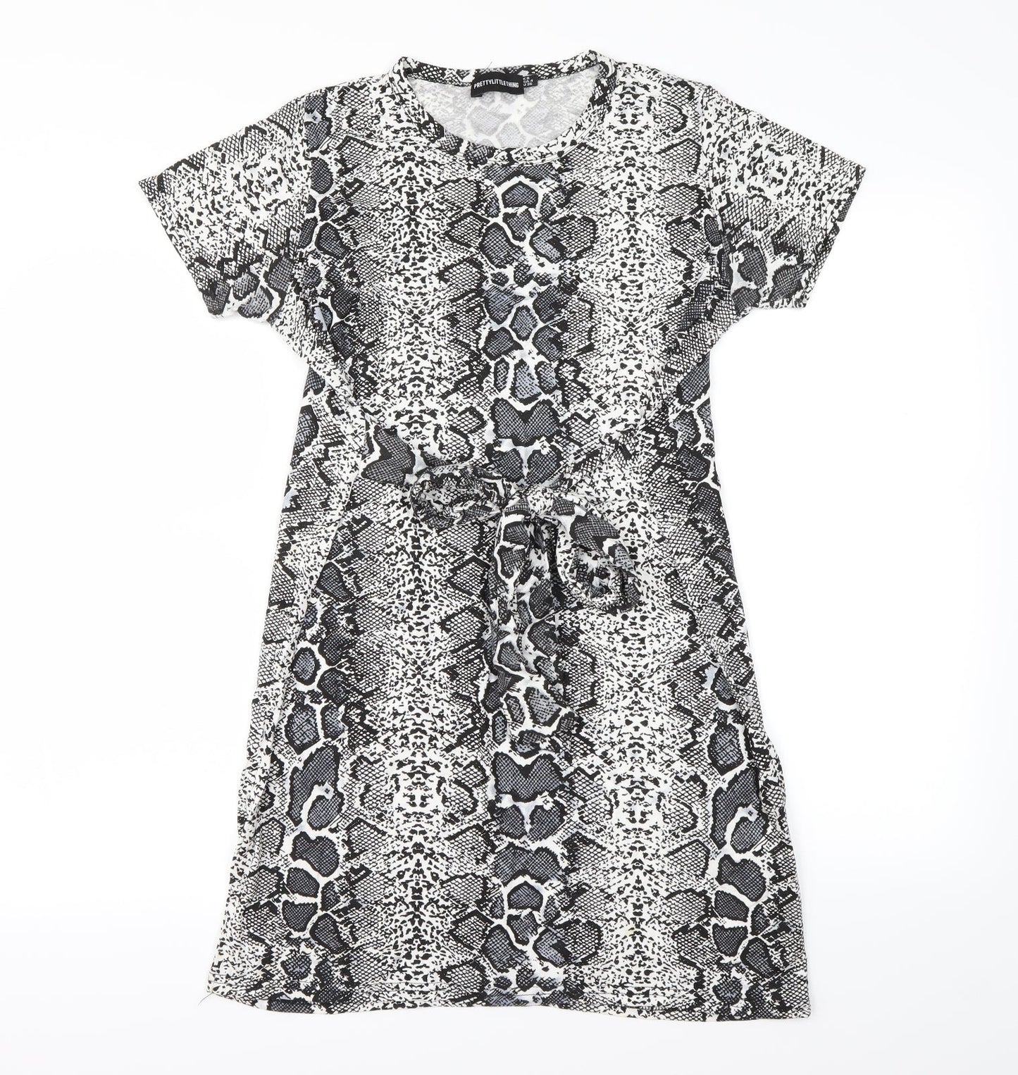 pretty little thing Womens White Animal Print  Mini  Size 8