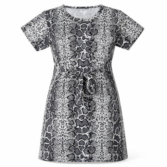 Front view of PRETTYLITTLETHING women’s white animal print mini, size UK 8
