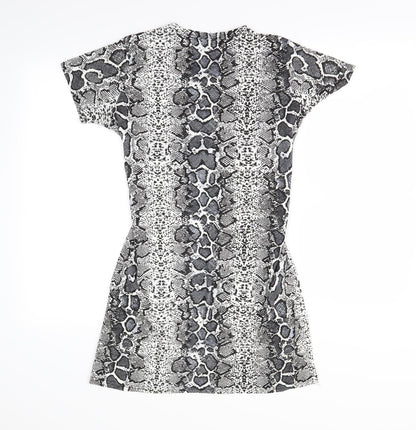 pretty little thing Womens White Animal Print  Mini  Size 8