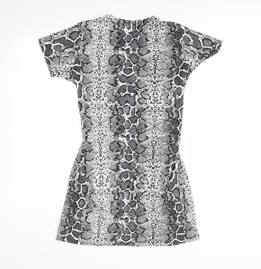 pretty little thing Womens White Animal Print  Mini  Size 8