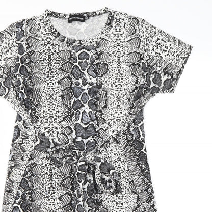 pretty little thing Womens White Animal Print  Mini  Size 8