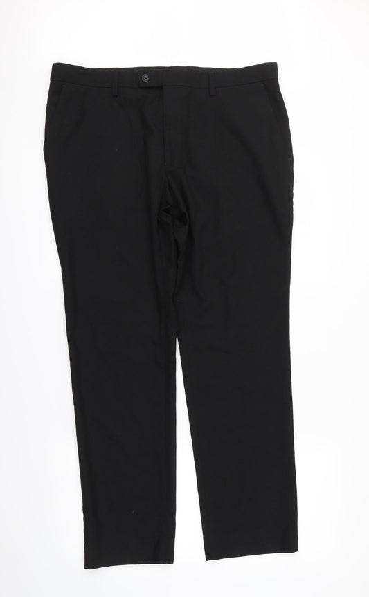 Womens UK Size L NEXT Regular Fit Dress Pants Black Trousers
