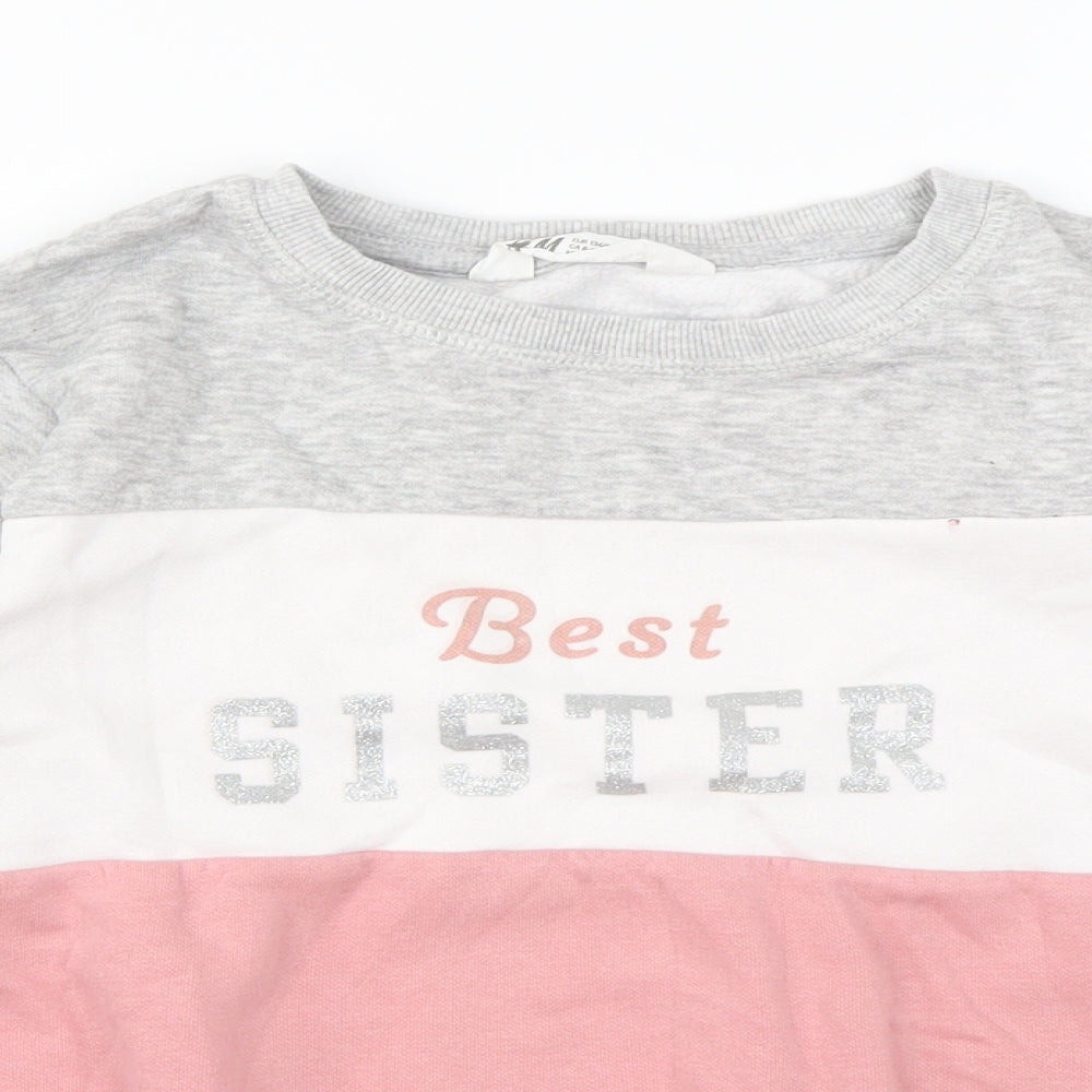 H&M Girls Pink   Pullover Jumper Size 9-10 Years