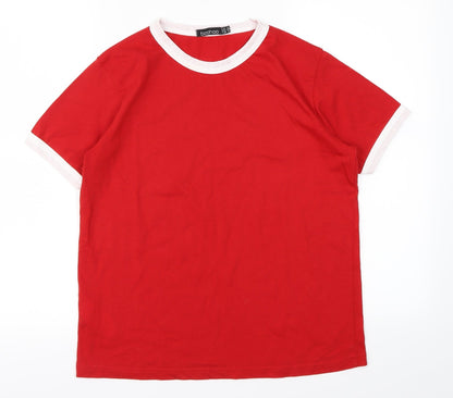 Boohoo Womens Red   Basic T-Shirt Size 6