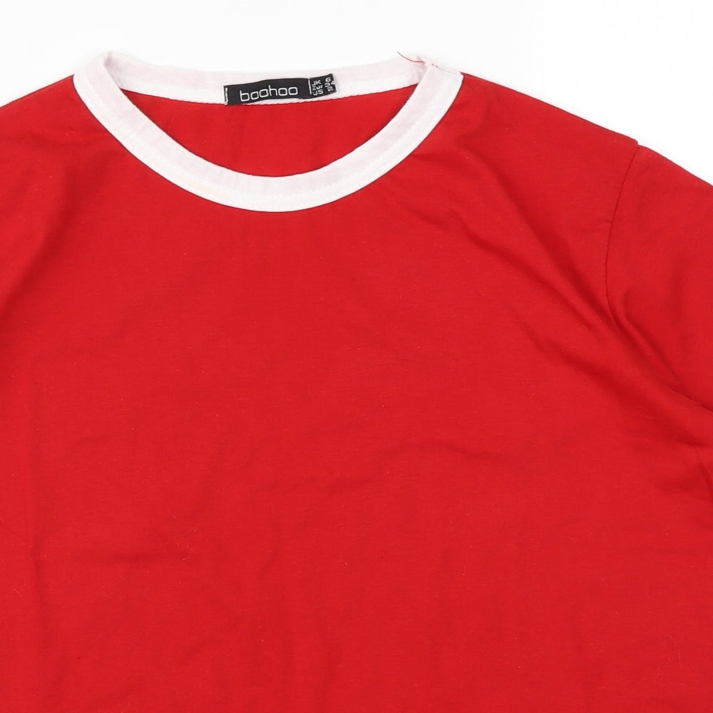 Boohoo Womens Red   Basic T-Shirt Size 6