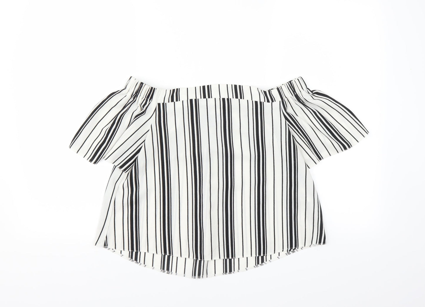 Missguided Womens White Striped  Basic Blouse Size 10  - CROPPED