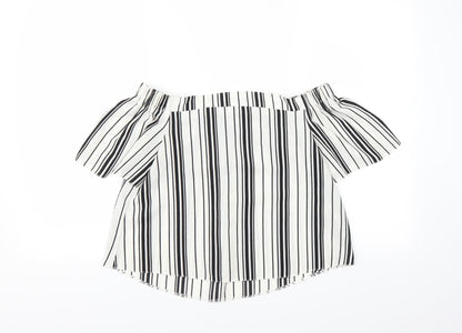 Missguided Womens White Striped  Basic Blouse Size 10  - CROPPED