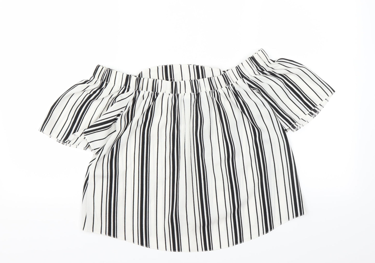 Missguided Womens White Striped  Basic Blouse Size 10  - CROPPED