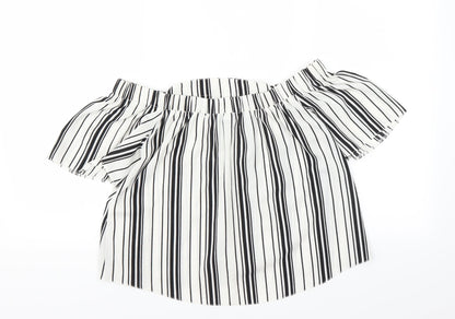 Missguided Womens White Striped  Basic Blouse Size 10  - CROPPED