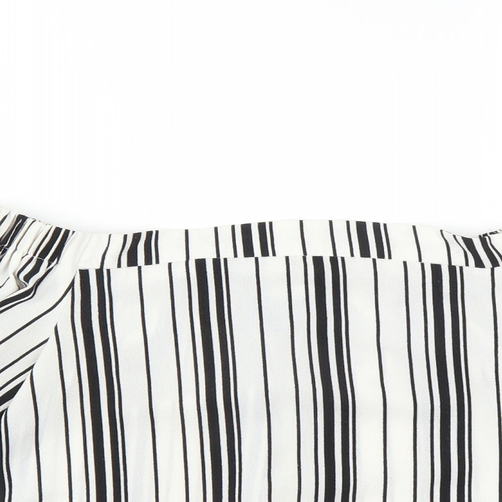 Missguided Womens White Striped  Basic Blouse Size 10  - CROPPED