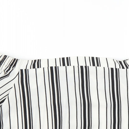 Missguided Womens White Striped  Basic Blouse Size 10  - CROPPED