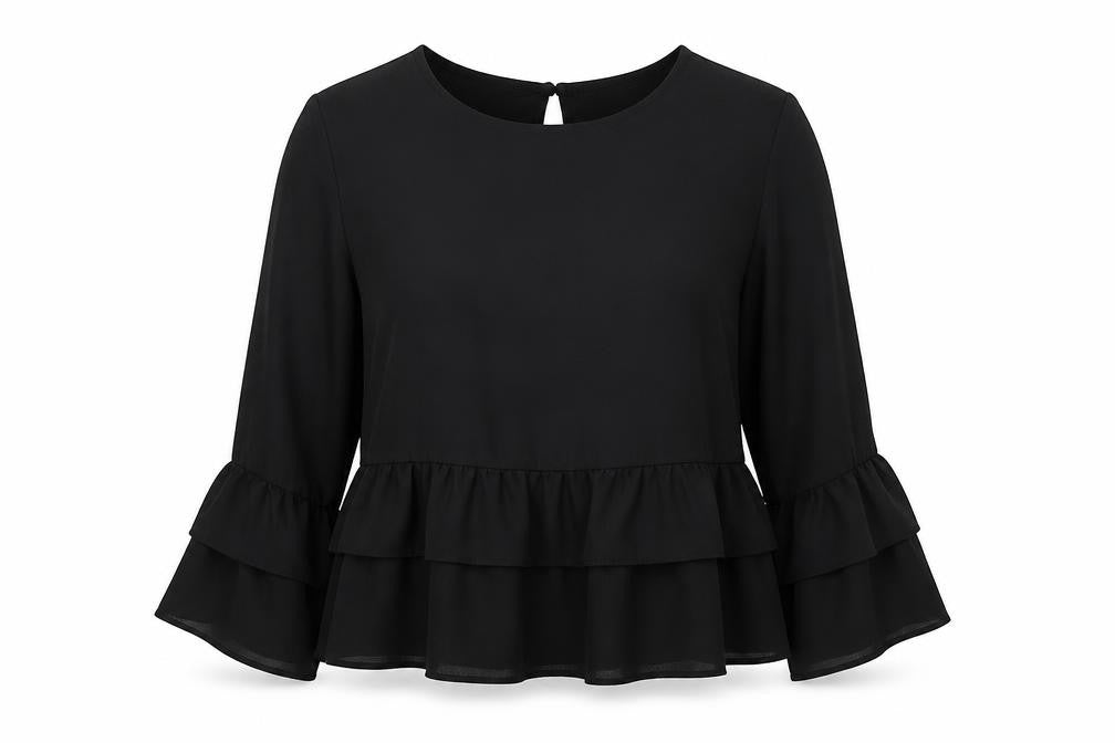 Womens UK Size 10 PRETTYLITTLETHING Black Basic Blouse
