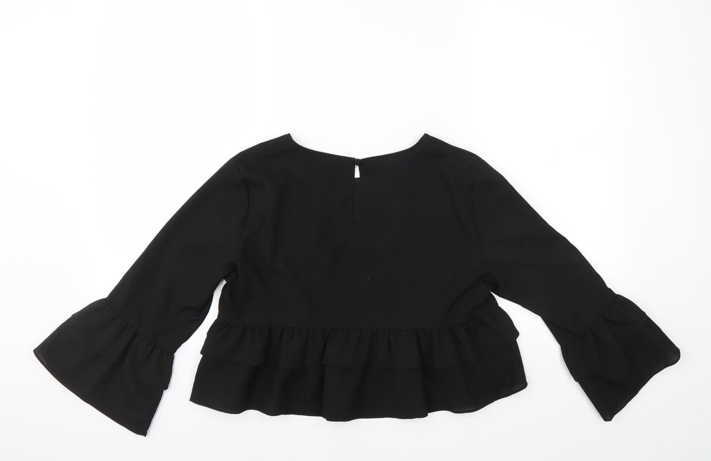 PRETTYLITTLETHING Womens Black   Basic Blouse Size 10  - CROPPED