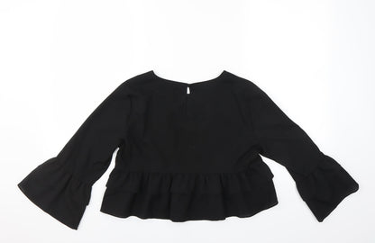 PRETTYLITTLETHING Womens Black   Basic Blouse Size 10  - CROPPED