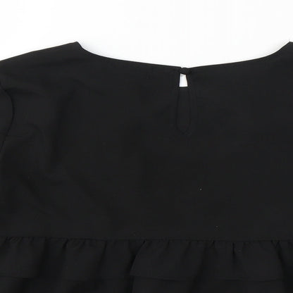 PRETTYLITTLETHING Womens Black   Basic Blouse Size 10  - CROPPED