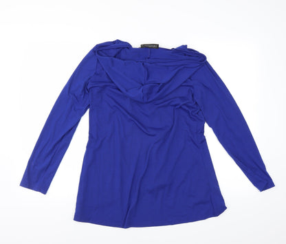 Back view of Zanzea women’s blue pullover hoodie, size S