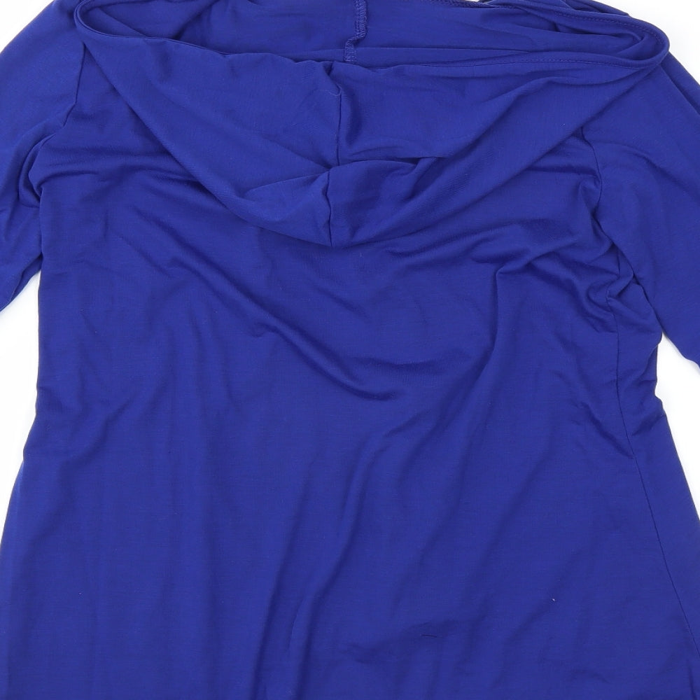 Brand and care label for Zanzea women’s blue pullover hoodie, size S