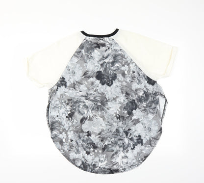 River Island Womens Grey Floral  Basic Blouse Size 10  - open sides