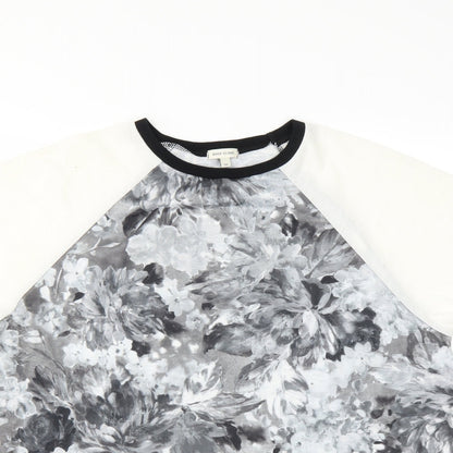 River Island Womens Grey Floral  Basic Blouse Size 10  - open sides