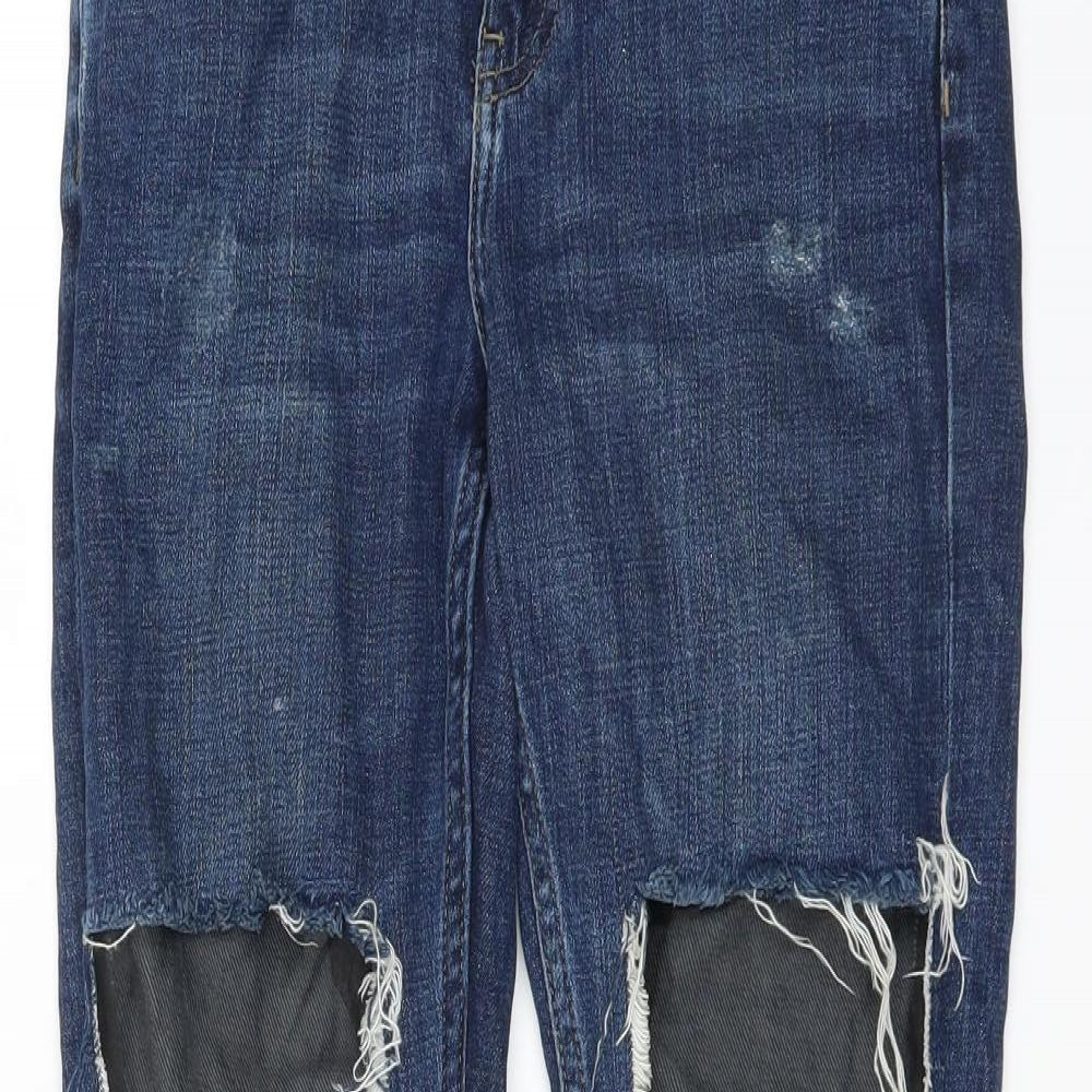 Topshop Womens Blue   Skinny Jeans Size 25 in L32 in - DISTRESSED