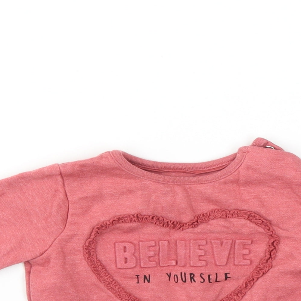 F&F Girls Pink   Pullover Jumper Size 3-6 Months  - Believe in yourself