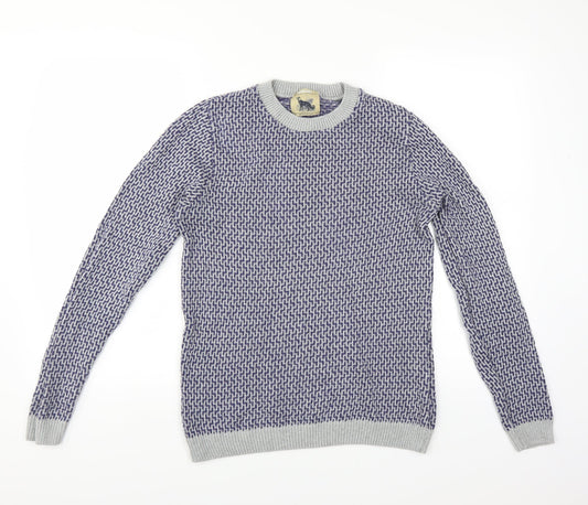 Refectory Mens Blue Geometric  Pullover Jumper