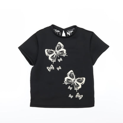 Primark Womens Black   Tunic Blouse Size 8  - LACE BACK