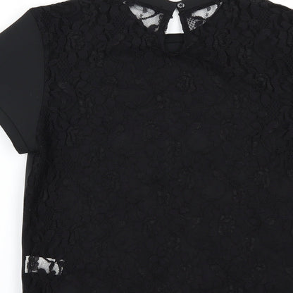 Primark Womens Black   Tunic Blouse Size 8  - LACE BACK