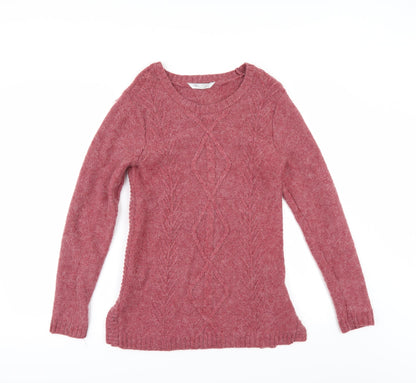 Front view of BHS women’s pink jumper, size UK 8