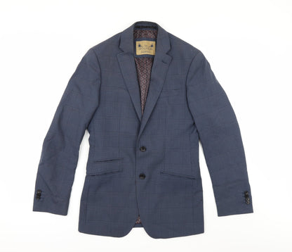 The Spitalfieldss Clothing Co Mens Blue Check  Jacket Suit Size 36
