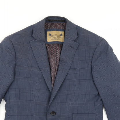 The Spitalfieldss Clothing Co Mens Blue Check  Jacket Suit Size 36