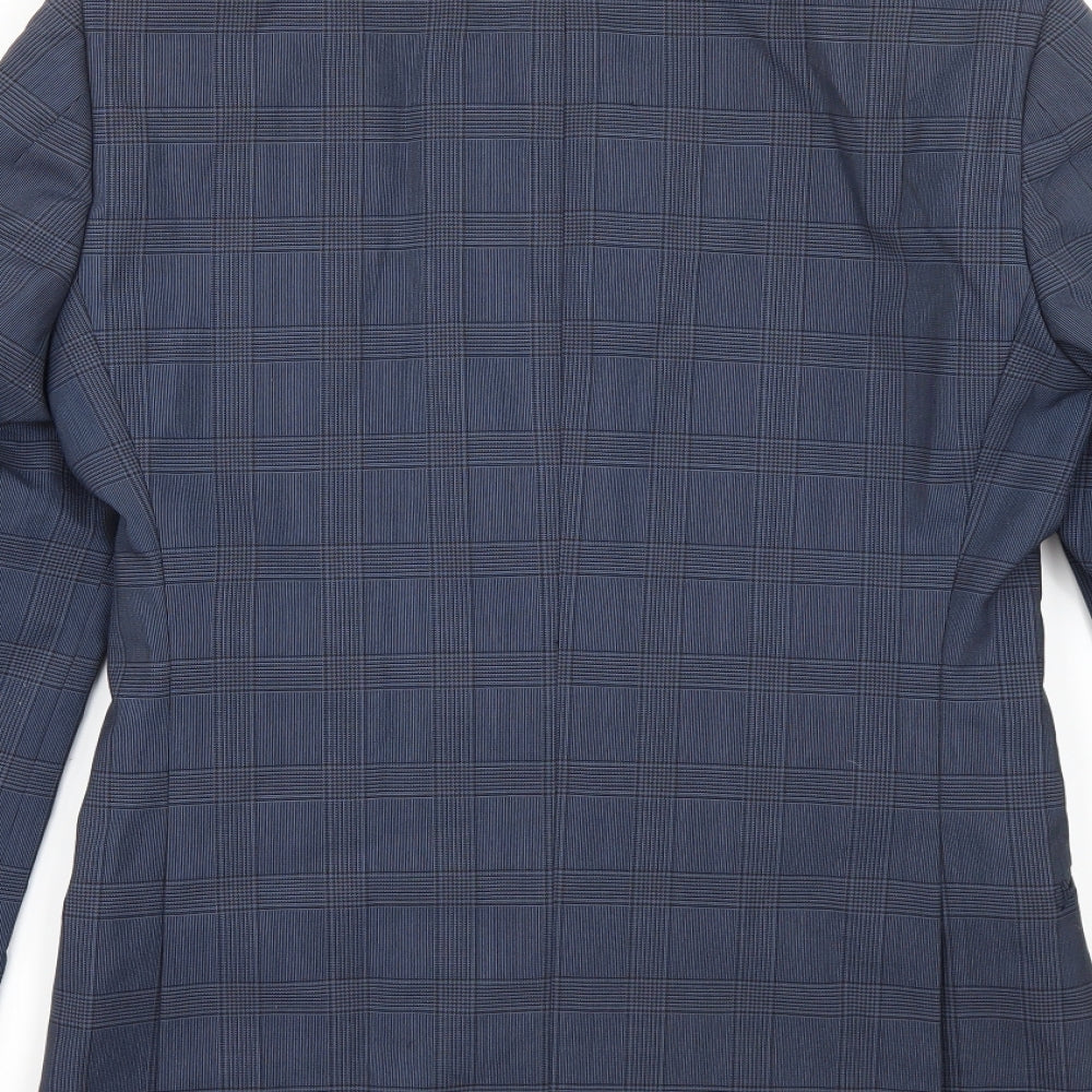 The Spitalfieldss Clothing Co Mens Blue Check  Jacket Suit Size 36