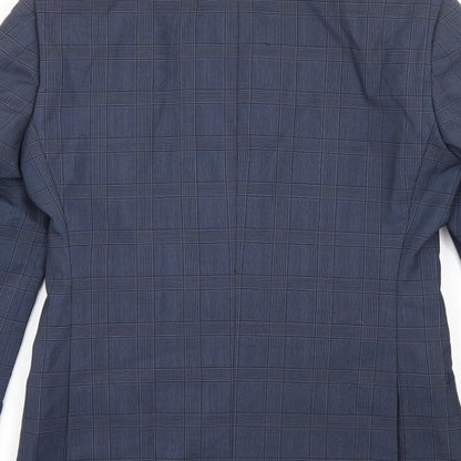 The Spitalfieldss Clothing Co Mens Blue Check  Jacket Suit Size 36