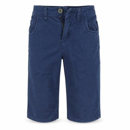 Front view of Nutmeg boys’ blue chino shorts, size 5-6, years