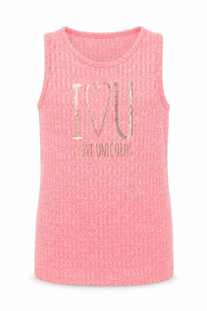 Front view of Tu girls’ pink basic t-shirt, size 10, years - i love unicorns