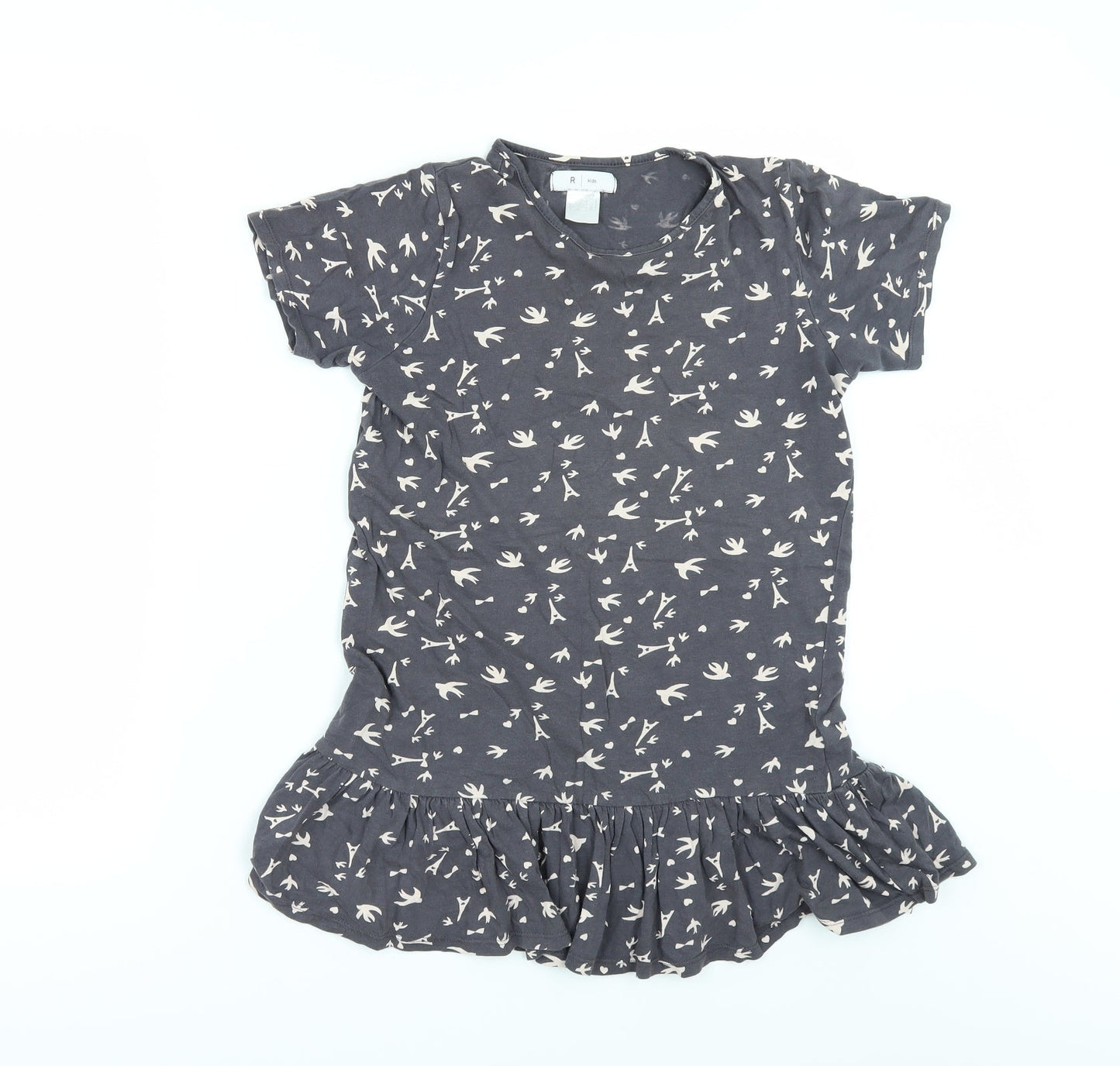 La Redoute Girls Grey Geometric  T-Shirt Dress  Size 10 Years